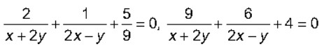 Solve for x and y in the following question